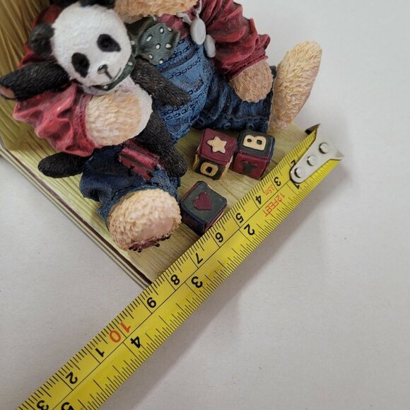 Blue Jean Teddy Bear Bookends Hand Painted Heavy Resin Decor Nursery Y2K Cute!! - Picture 7 of 8